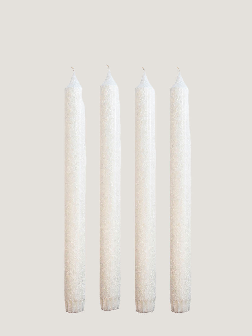 4 stk hvide lange lys af olivenvoks