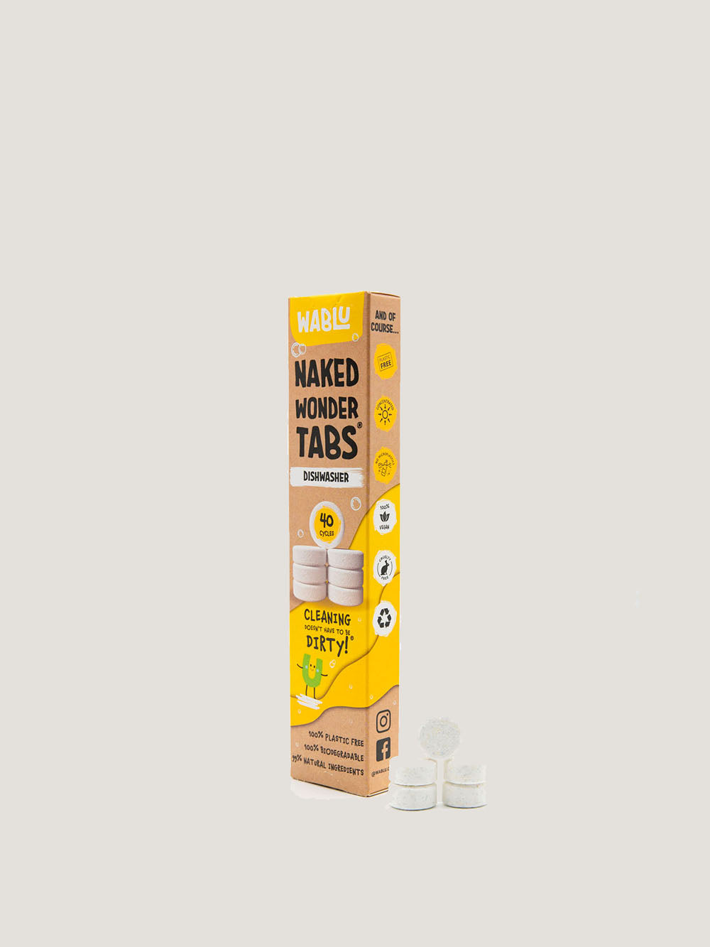 Opvasketabs uden film og plastik. Fremstillet af bionedbrydelige ingredienser