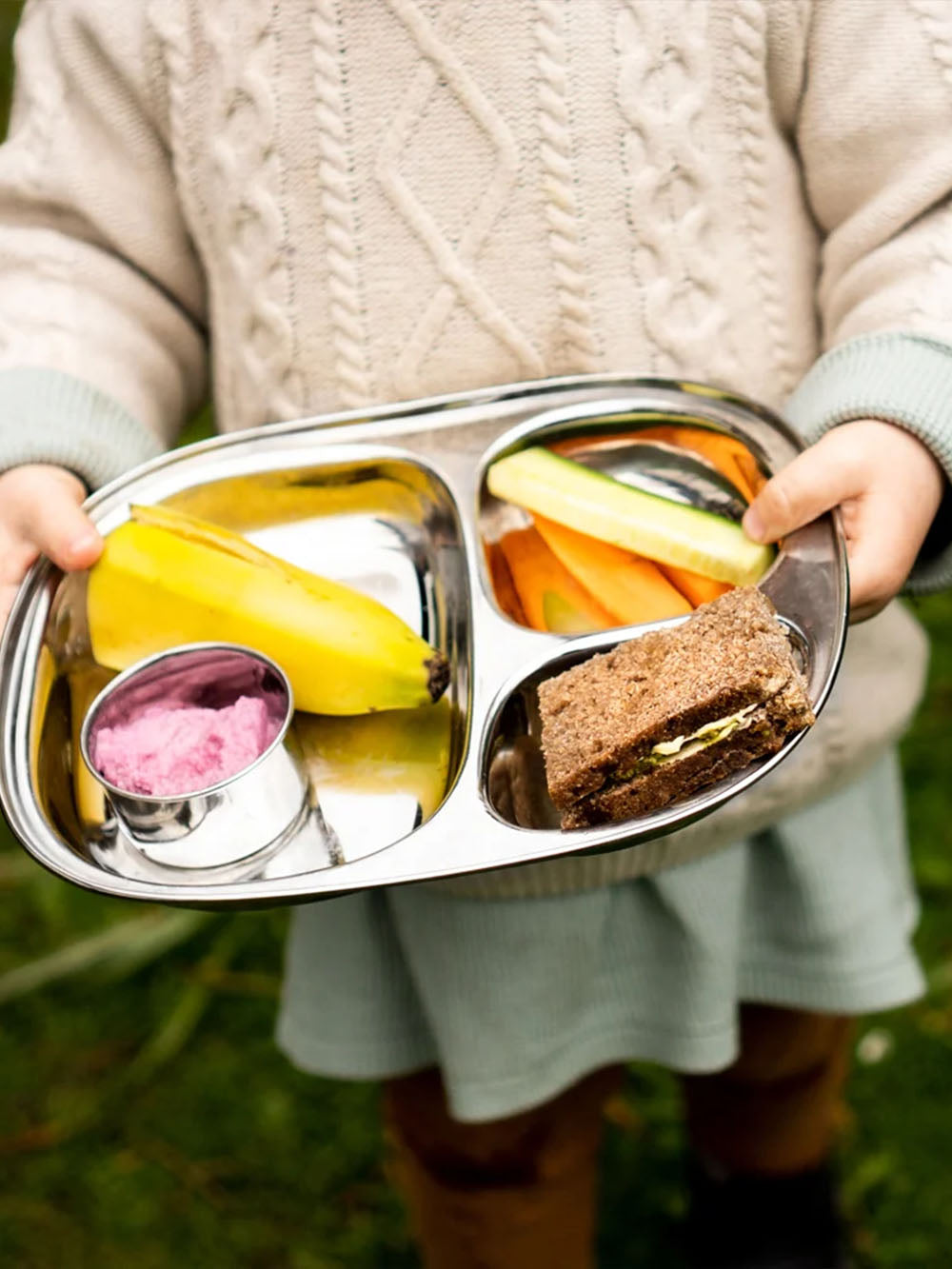 Tallerken med 3 rum i rustfrit stål · Pulito
