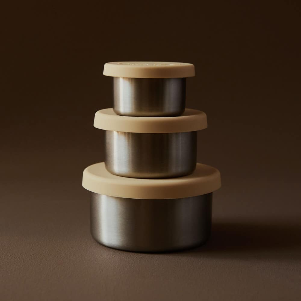 Haps Nordic steel trio - madopbevaring med silikonelåg