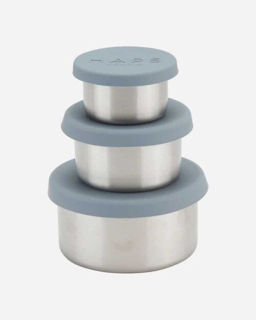 Haps Nordic små skåle i stål med silikonelåg