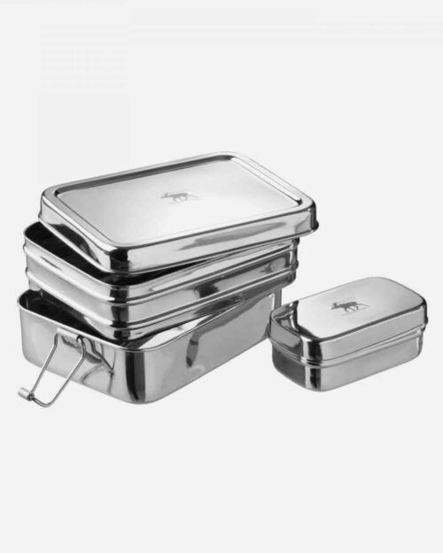 Madkasse i stål med snackboks