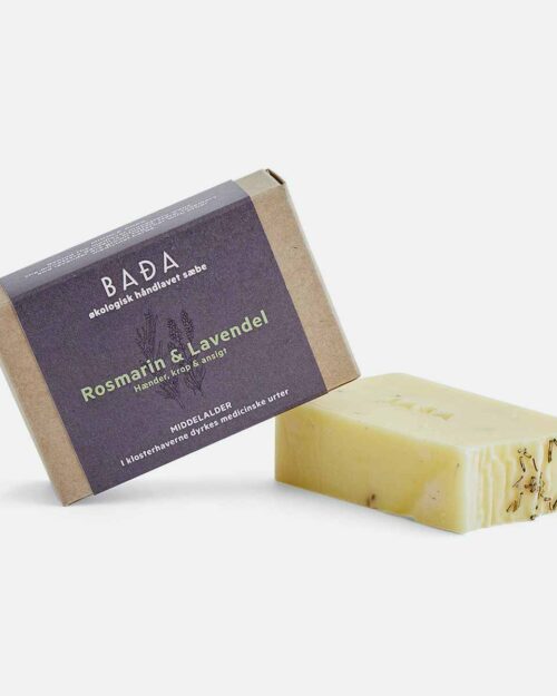 Håndlavet sæbebar fra BADA med duft af rosmarin og lavendel