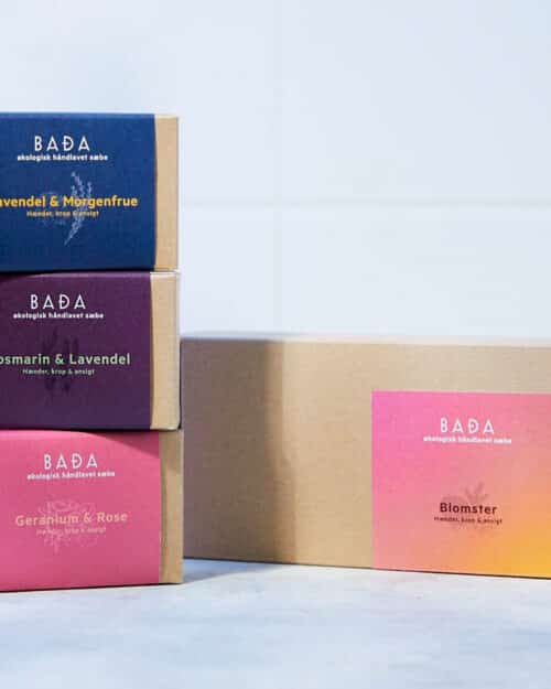 Gaveæske med sæber som dufter af blomster