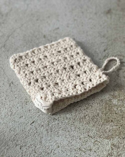 Håndstrikket sæbepose