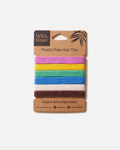 Plastikfrie hårelastikker farverig