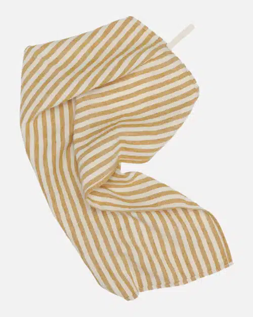Viskestykke i hør mustard stripe